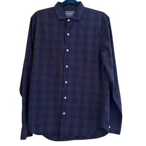 Bonobos Grey/Navy Blue Check Cotton Slim Fit Button Down M